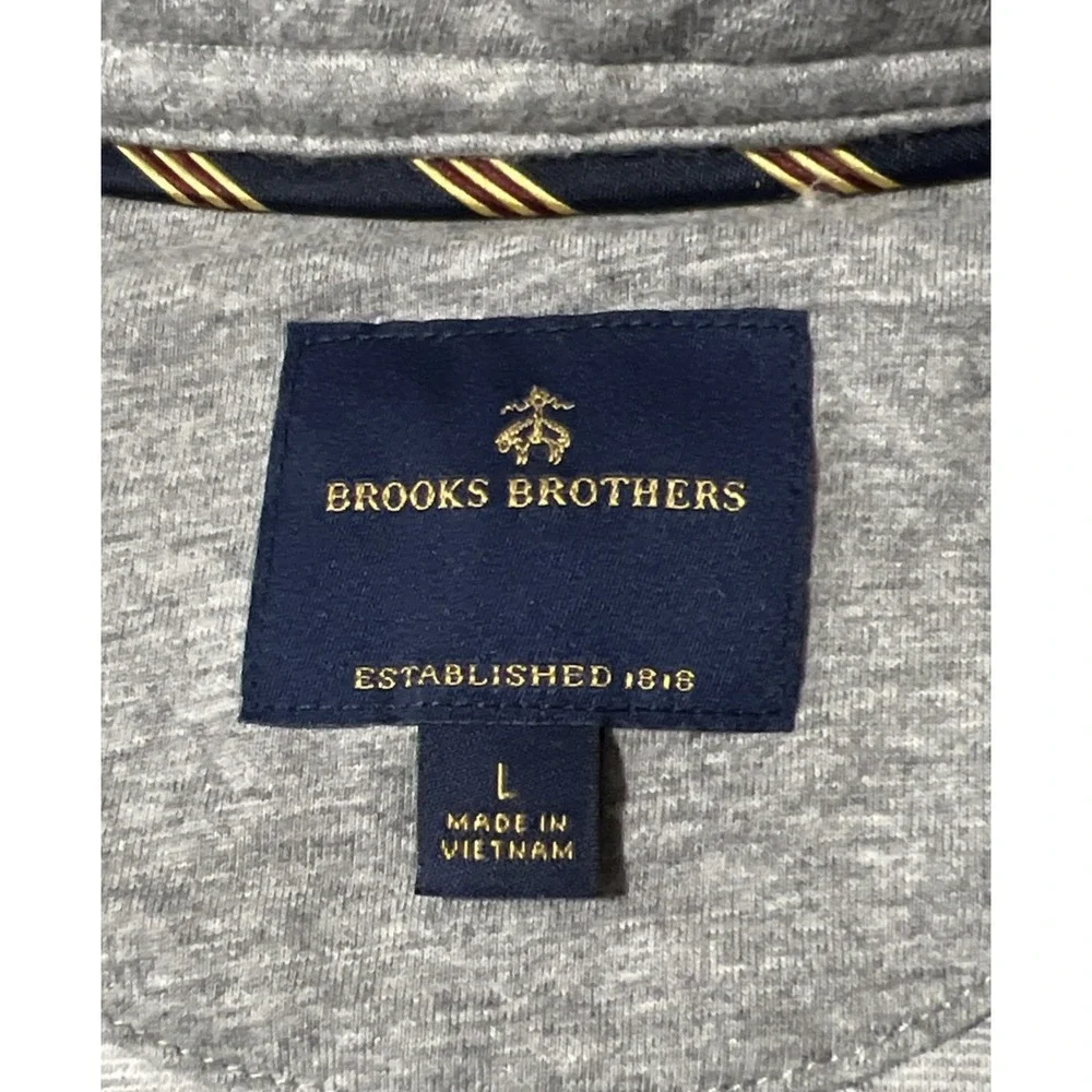 Brooks Brothers Gray Diamond Quilted 1/4 Zip Stretch Pullover Sweater Size Large